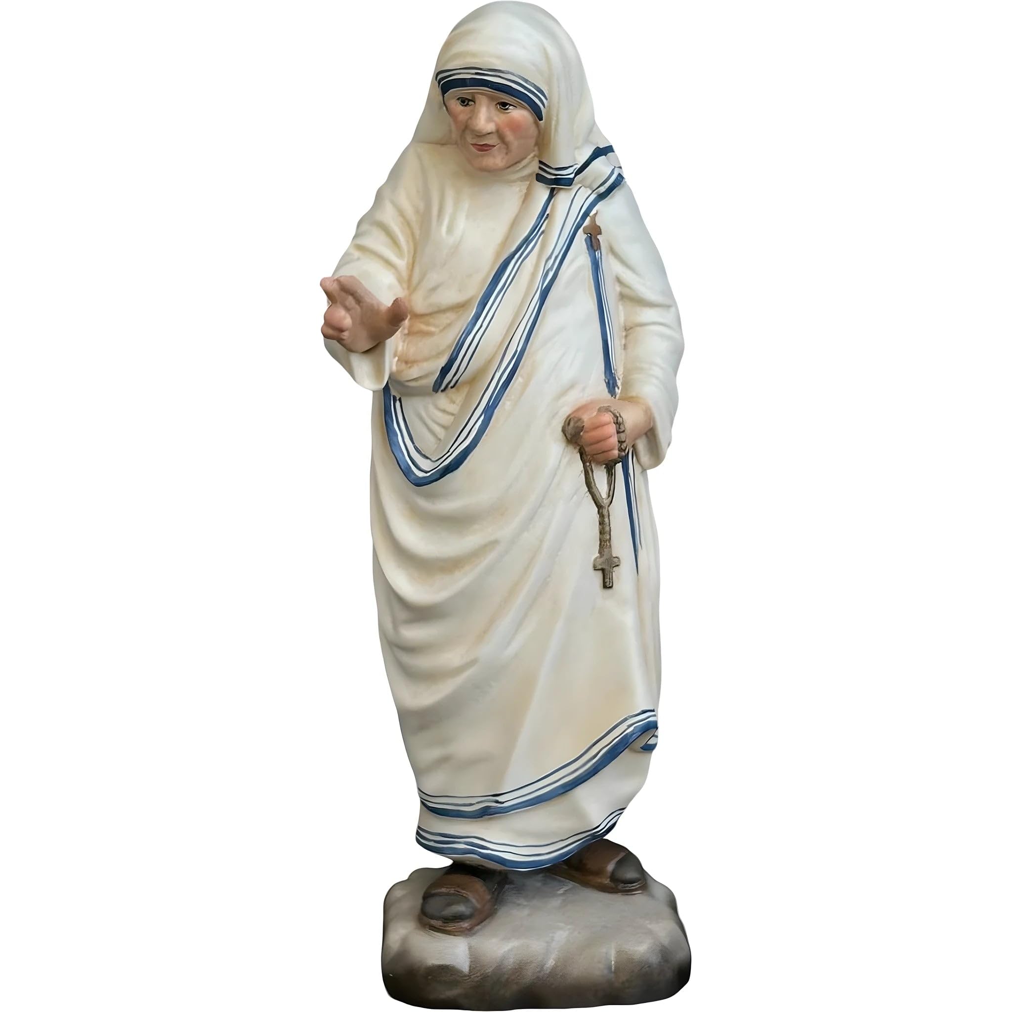Statue Mère Teresa cadeau de baptême ou communion figurine en bois de Val Gardena