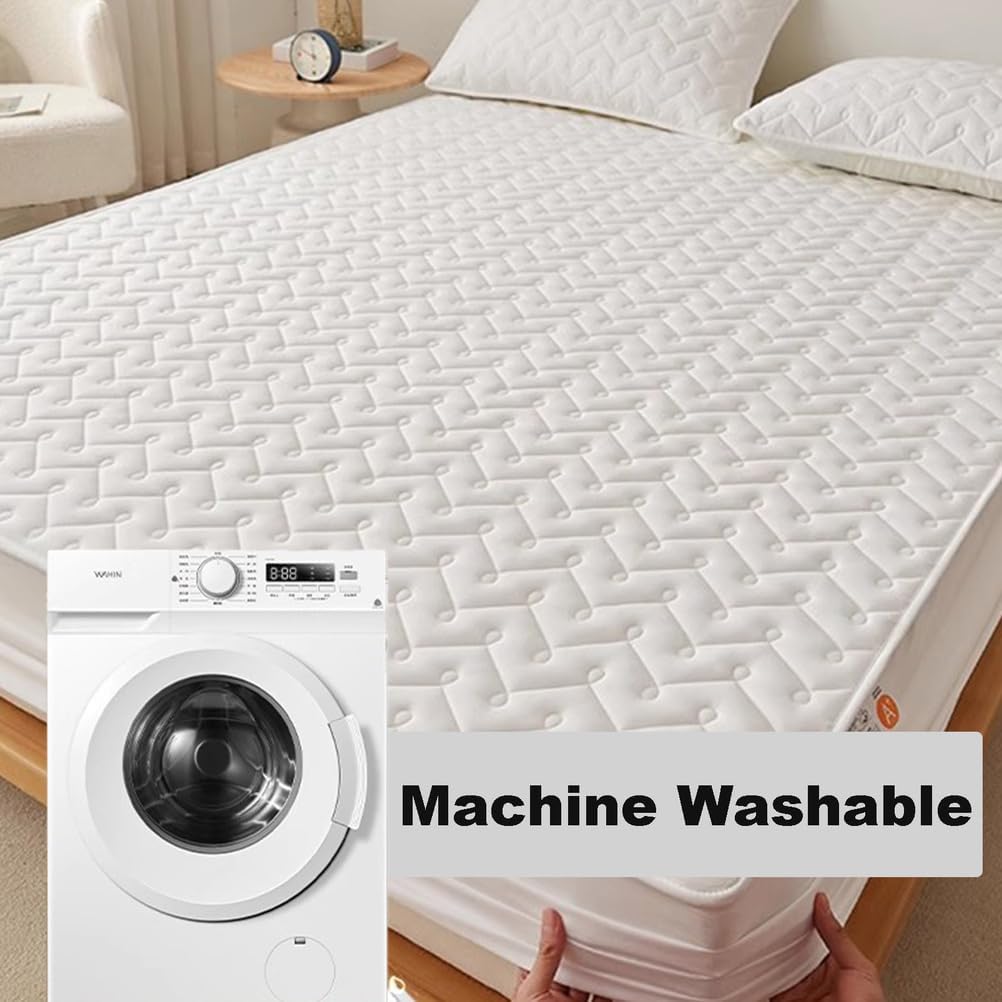 Quilted Mattress Pad, Twin Extra Long, Hypoallergenic Soft Mattress Topper, College Dorm Room Essentials, Easily Washable, Fitted Cover Stretches up to 2-12 Inches Deep,Pink,90x190cm