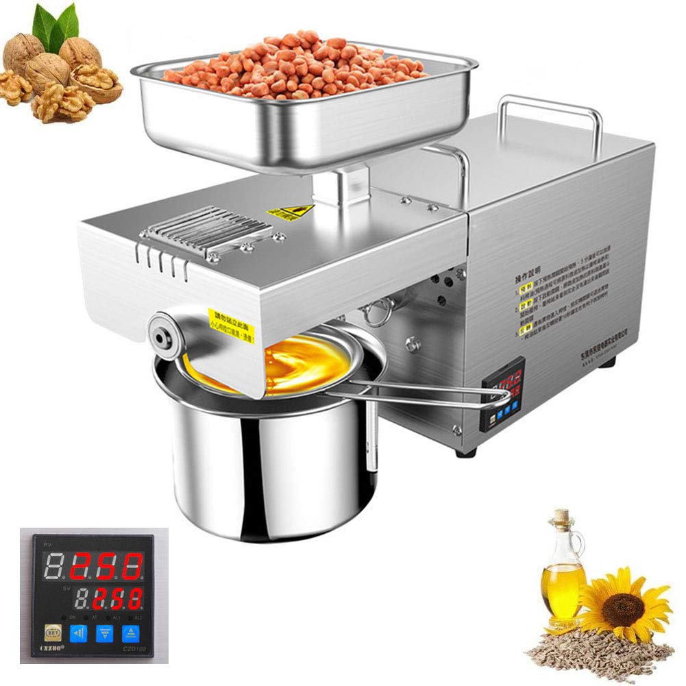 HCZKIUJY Automatic Oil Press Hot, Hot and Cold Commercial Oil Press Machine Extractor High Oil Extraction for Coconut Castor Olive Peanuts