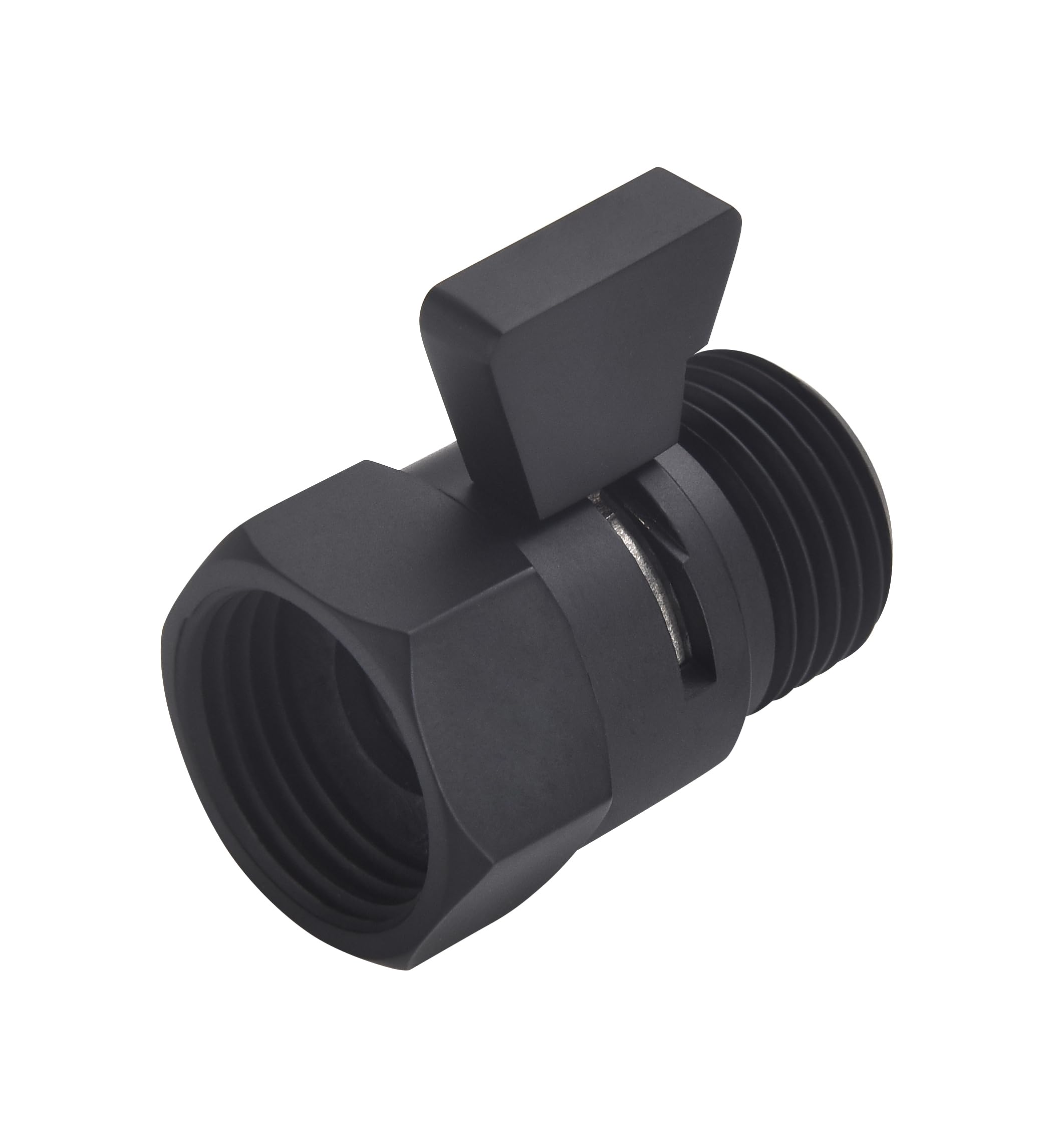 Matte Black Water Flow Control Valve, G1/2" Shower Head Flow Control Brass Shut Off Valve for Handheld, Water Pressure Regulator Replacement for Shower System