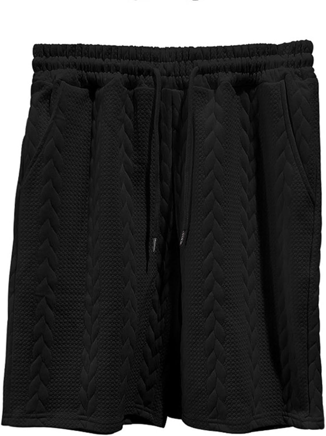 Mens Fashion Solid Color Set Short Sleeve Round Neck Basic Tops Tight Drawstring Short Pants Business Suits