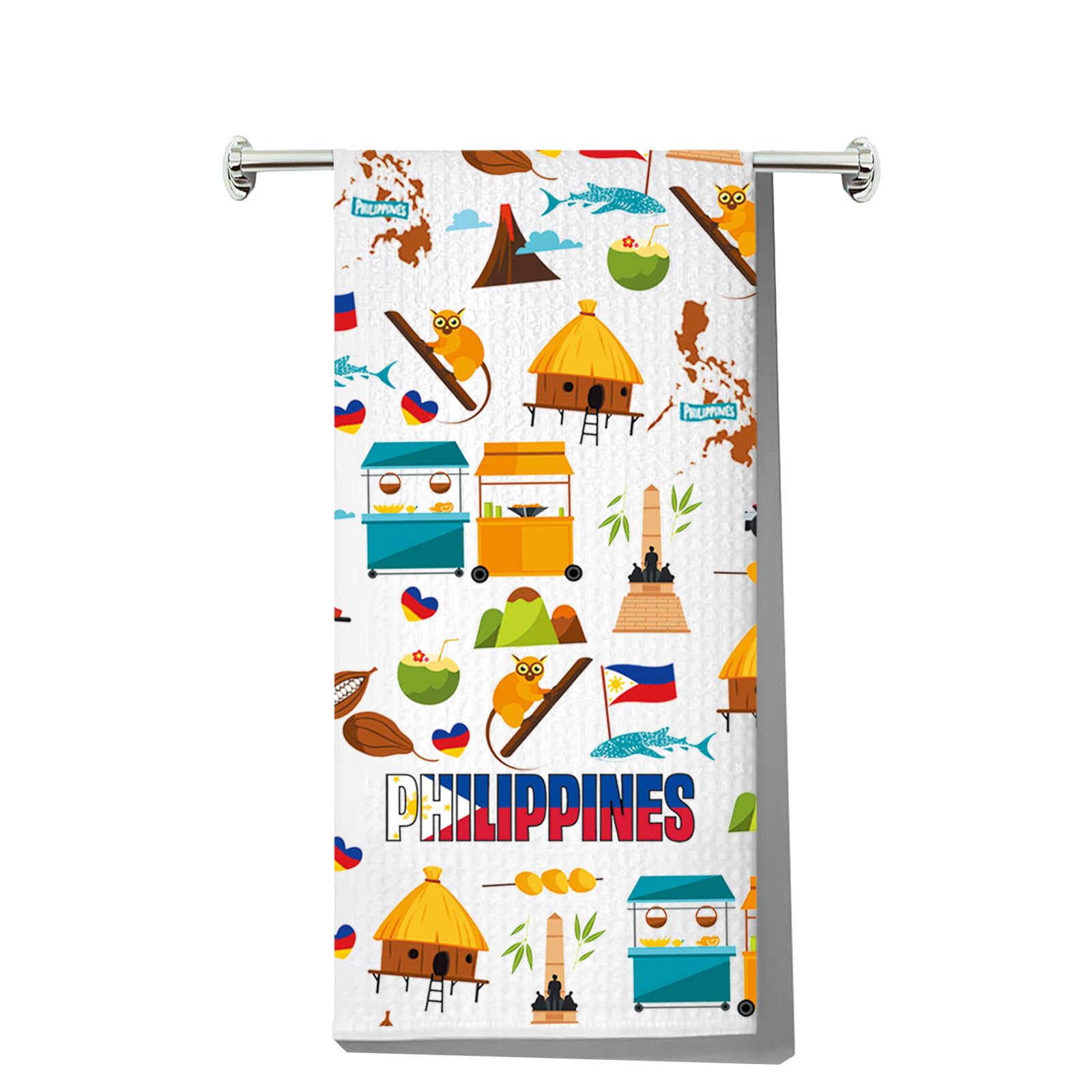 LEVLO Philippines Kitchen Towel Philippines Trip Gift Philippines Travel Culture Dish Towels Filipina Philippine Housewarming Gift (Philippines Towel)