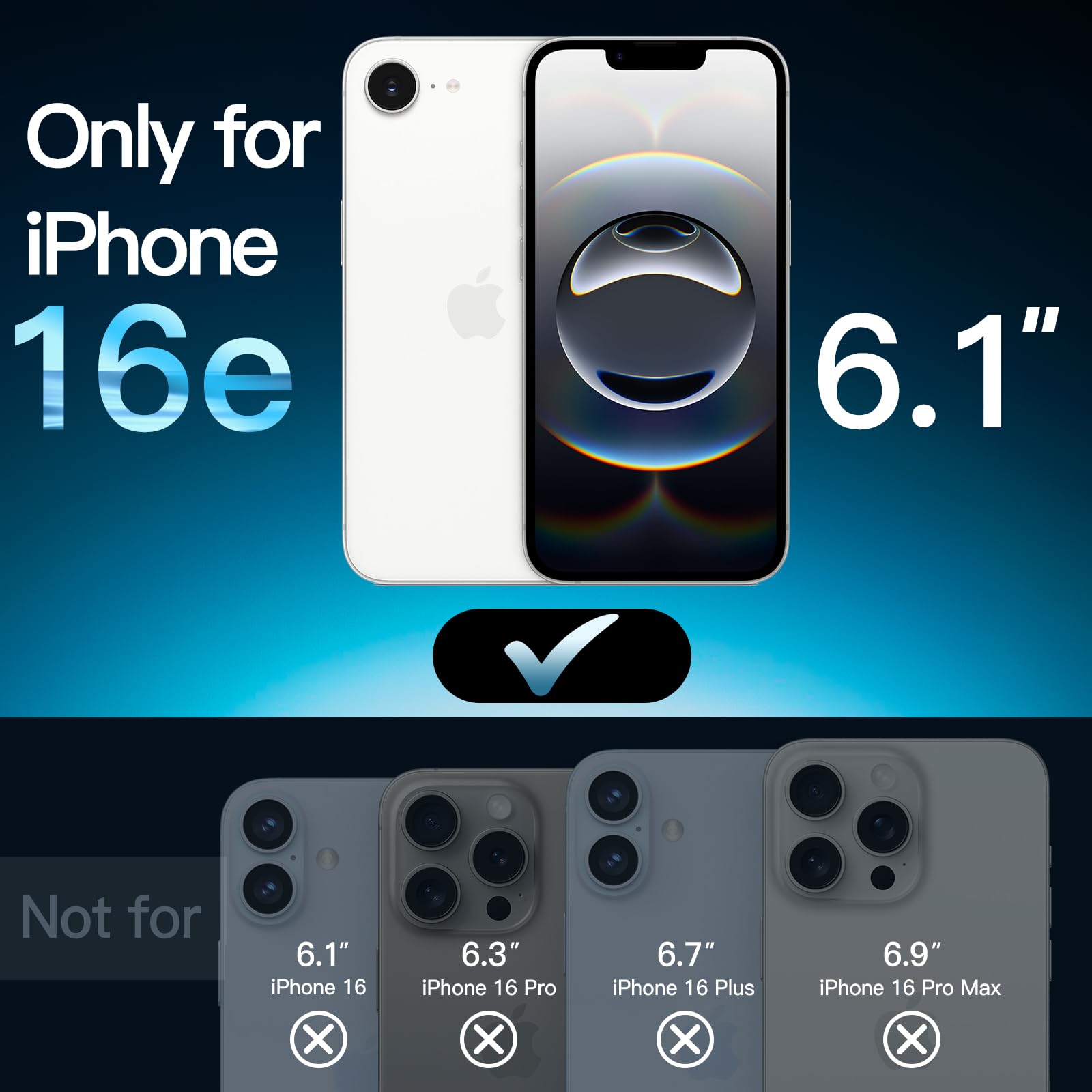 JETech Pellicola Protettiva a Copertura Totale per iPhone 16e 6,1 Pollici 2025, 9H Vetro Temperato Film, Compatibile con Cover, HD Chiaro, Pacco da 3