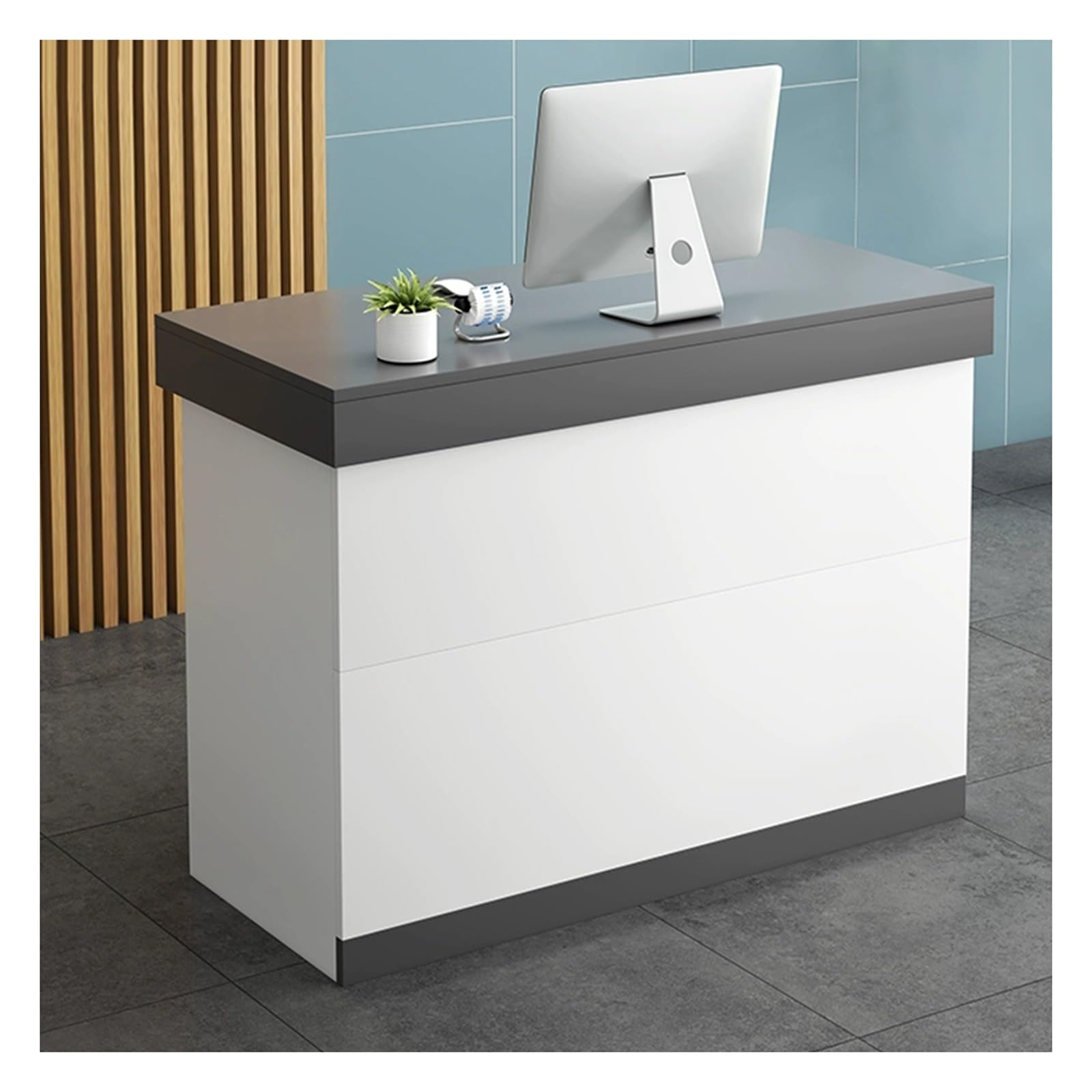 Moderne Rezeptionstheke Kleine Kassentheke Mit Ablage Und Schubladen Offene Regalfläche Für Salonempfang Kassentisch 80/100 Zentimeter(Gray,100cm)