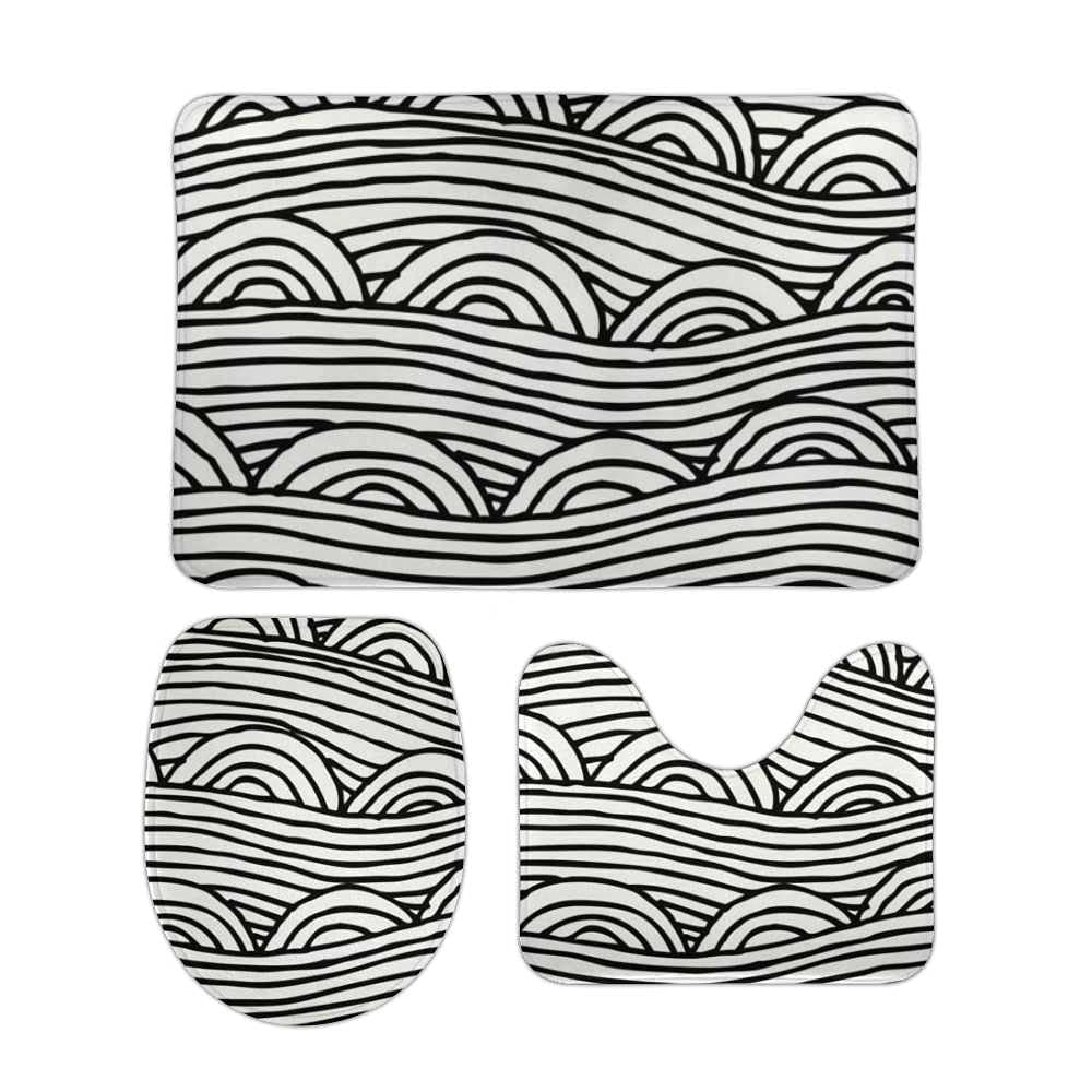Tapis de salle de bain contour U empêchant les glissades au sol
