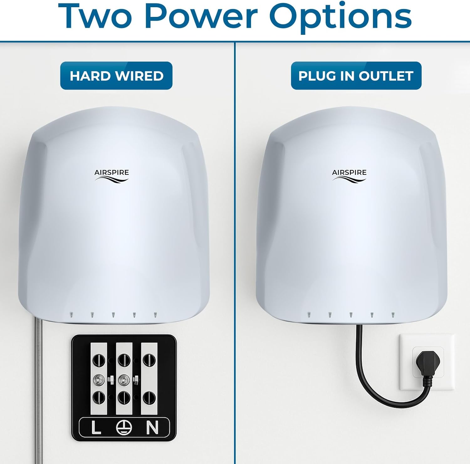 Electric Hand Dryer for Commercial Bathrooms & Home Use (110-120V) - Energy Efficient 650W Automatic Hand Dryer - HEPA Air Filtration & UV Protection - Wall Mounted, 78 dB - Cool Air (Silver)