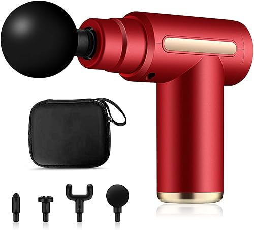 Miniatura 11 de Ergocar Potente pistola de masaje muscular tejido profundo, 6 velocidades masajeador de cuerpo eléctrico de mano con 4 cabezas súper silencioso