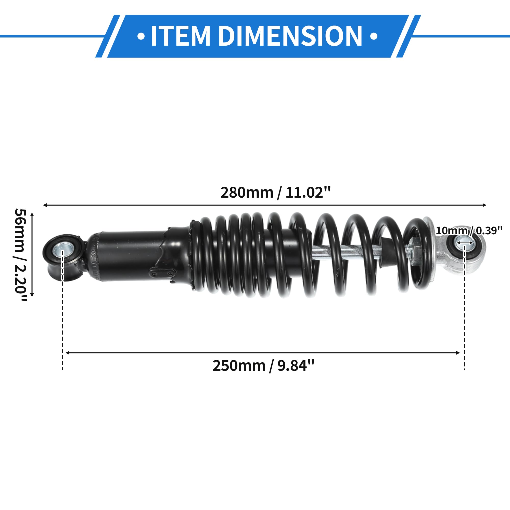 1 Coppia Ammortizzatori Posteriori per Moto, Ammortizzatori Posteriori ad Aria da 280mm Universali per Moto in Acciaio Resistente Nero Destro Sinistro