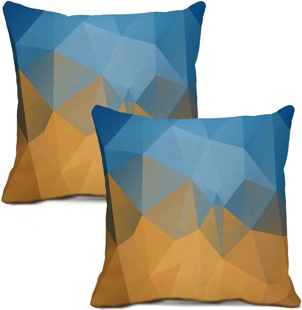 linyangpt Pack Of 2 Throw Pillows Covers bolster cushion case Silk Effect Geometry Overlapping Color