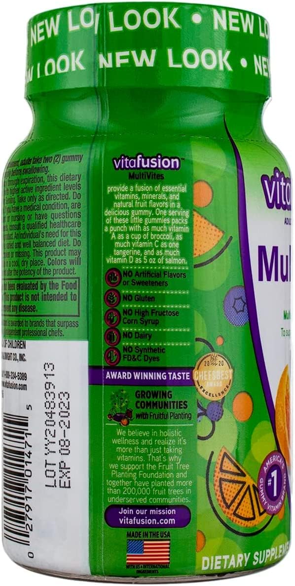 Vitafusion MultiVites Gummy Vitamins for Adults Berry, Peach & Orange Flavors - 70 ct, Pack of 2