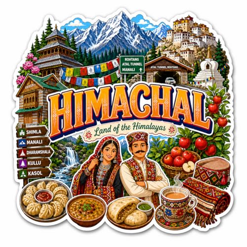Image of Zesta Wooden Fridge Magnets Set | Refrigerator Decor Magnets for Kitchen | India Souvenir Fridge Magnet Collection | Wooden Magnet for Fridge Door Decoration (Himachal)