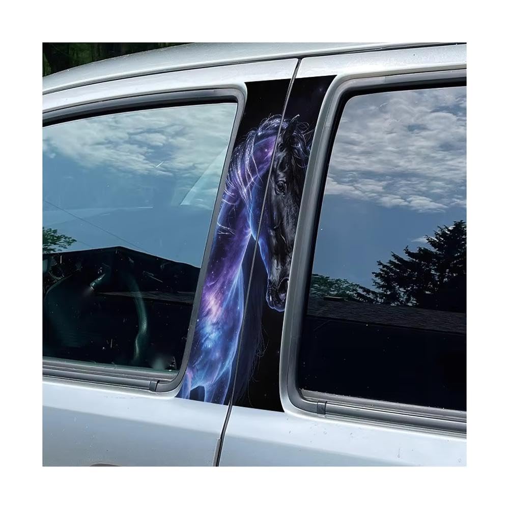 Bertdcx One Color 2 Pieces Of Automotive B-Pillar Film Starry Night Divine Horse Glossy Material Protective Auto Parts