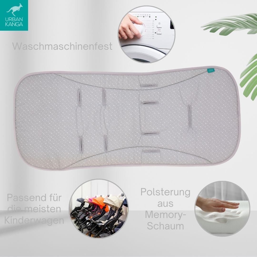 Urban Kanga Universell Einlage für Kinderwagen und Buggy mit Memory-Schaum Öko-Tex Grey Dots