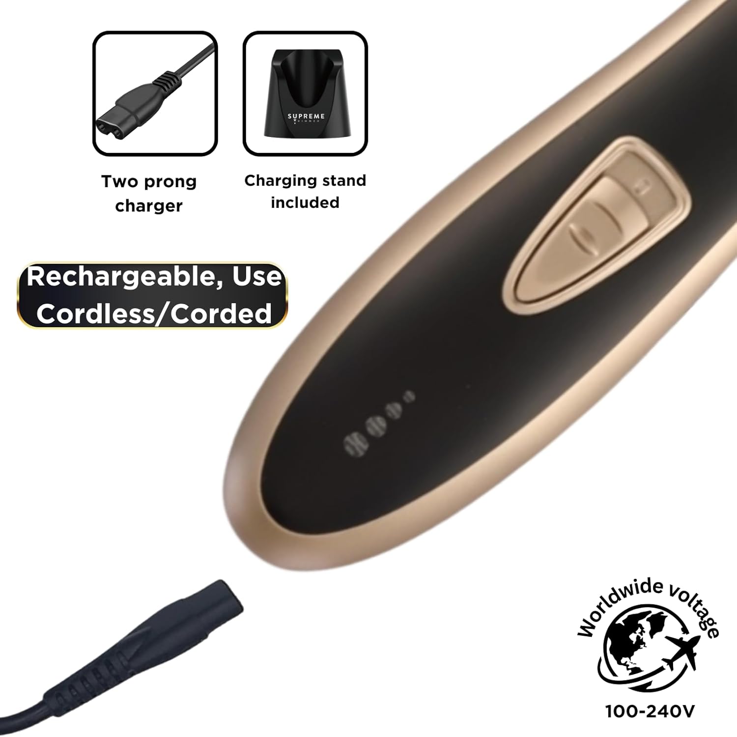 Supreme Trimmer T-Shaper ST5210 | Professional Barber Trimmer Hair Clippers for Men | Cordless Hair Trimmer Zero Gapped Liner Beard Trimmer | Gold