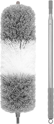 Poste de extensión de plumero de telaraña, cepillo telescópico de telaraña, cepillo de polvo de largo alcance con poste largo, poste de polvo