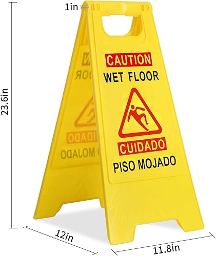 Miniatura 2 de Señal de advertencia de precaución mojada para piso, bilingüe, plegable, resistente, señales de advertencia de seguridad de doble cara