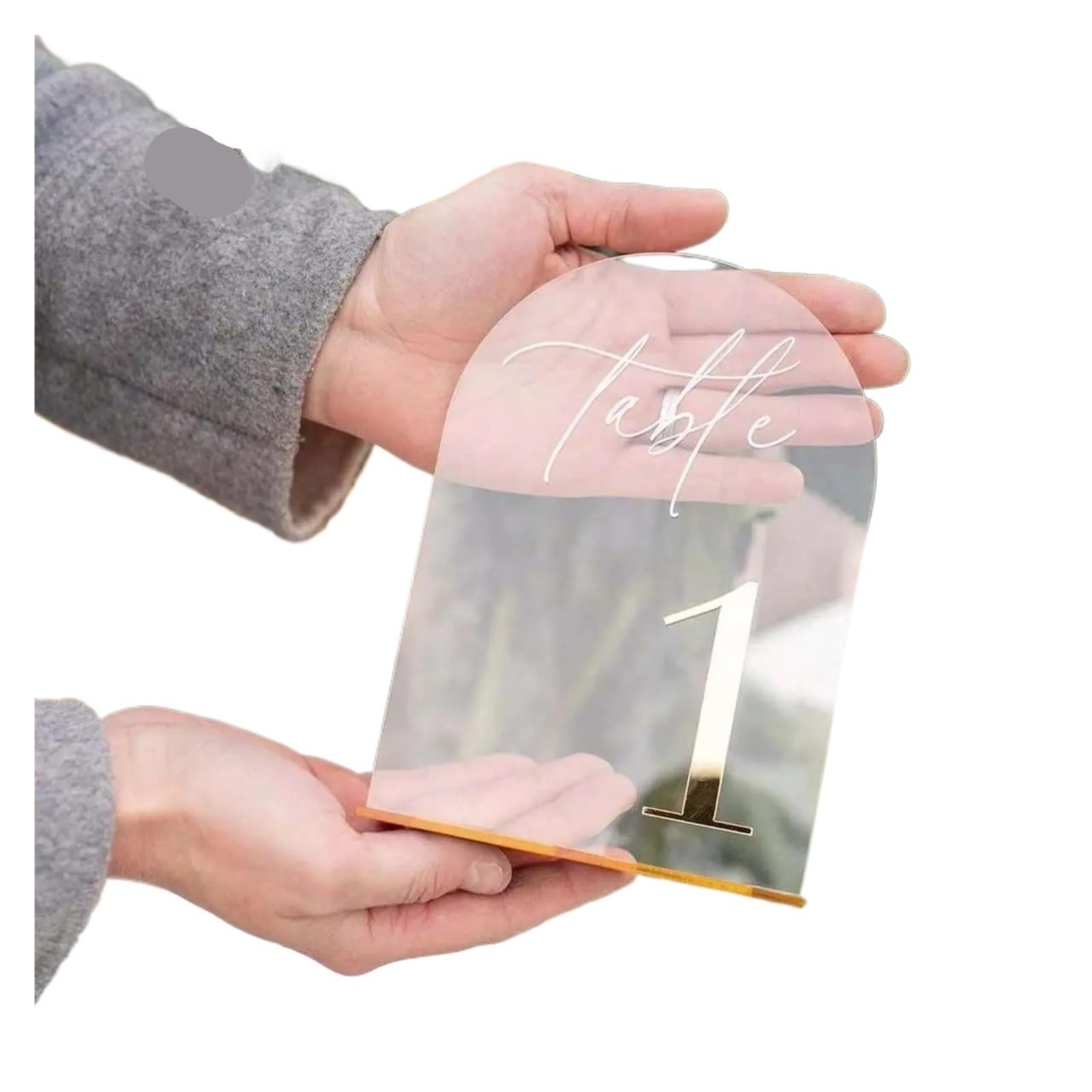 WSQHAO 3D Digital Gold Table Plate Wedding Number Transparent Arch Party Seat Restaurant for Restaurant(Table number 1-15)