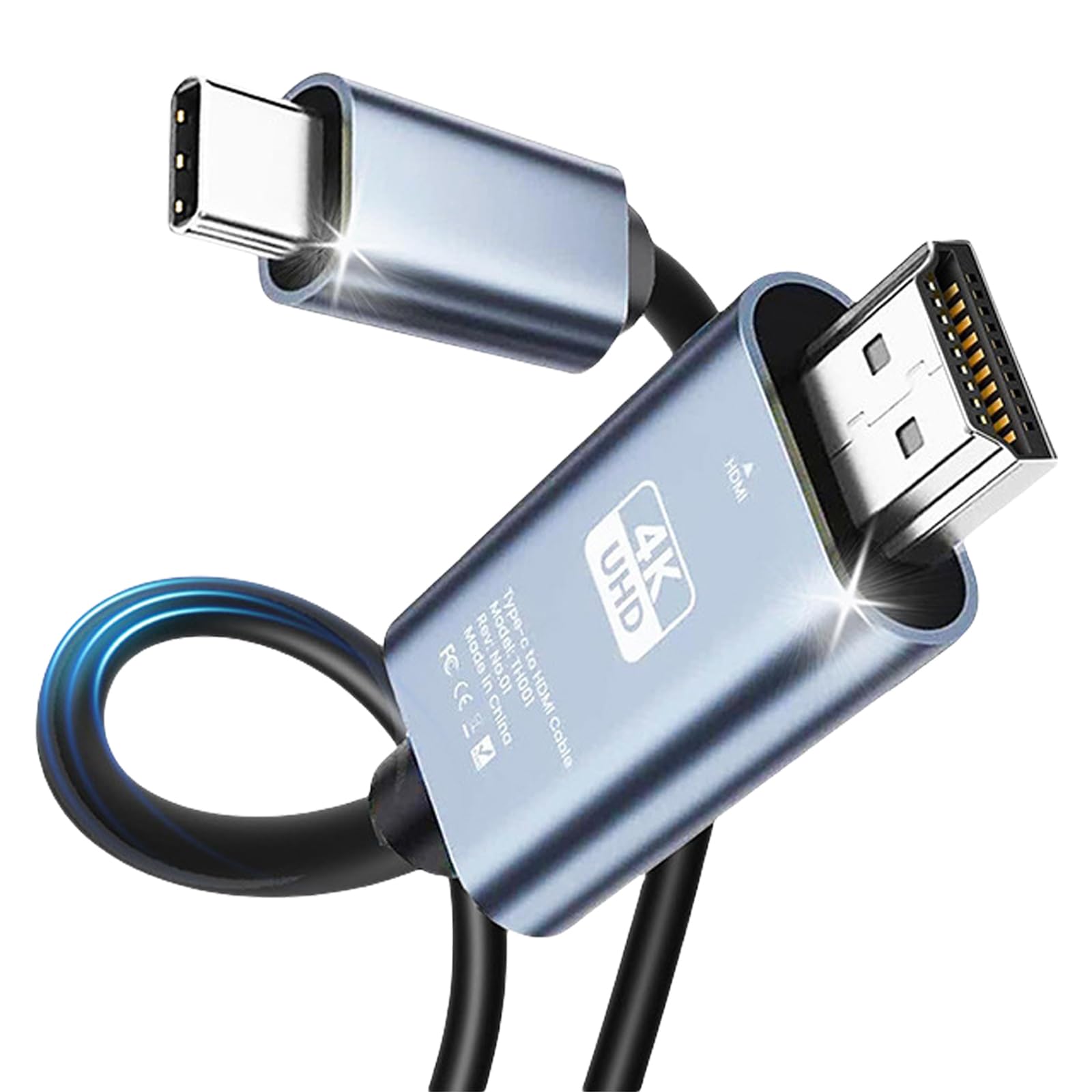 FineGood USB Type C HDMI 変換ケーブル 2M 接続ケーブル 4K30HZ映像出力 Type C HDMI変換アダプター タイプC to Hdmi 対応 Mac 多機種対応