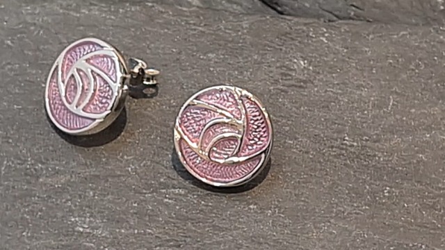 Orecchini A Perno In Argento Sterling 925 Con Smalto Rosa - Ispirati A Charles Rennie Mackintosh, 15 Mm, In Confezione Regalo, Per Donna - 3