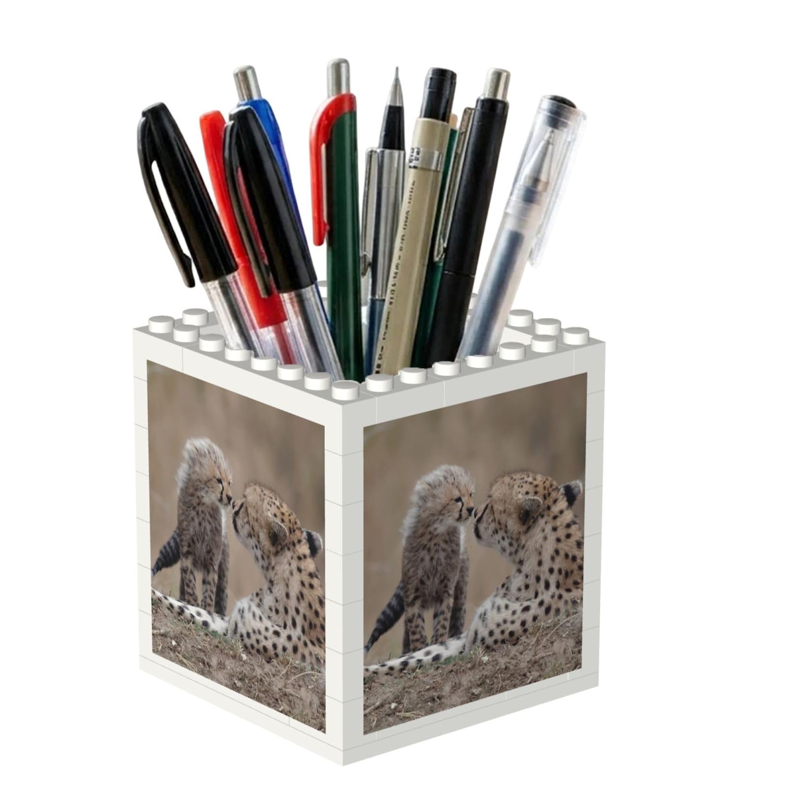 Poadnly Cheetah, Pen Pot Pencil Holder for Office Home School, Compact Desk Organiser for Office Stationery