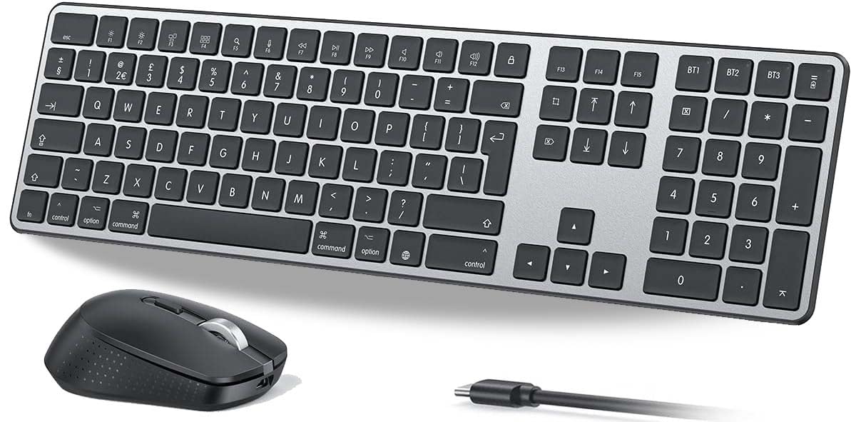 OMOTON Wireless Bluetooth Keyboard Mouse Rechargeable for Mac OS