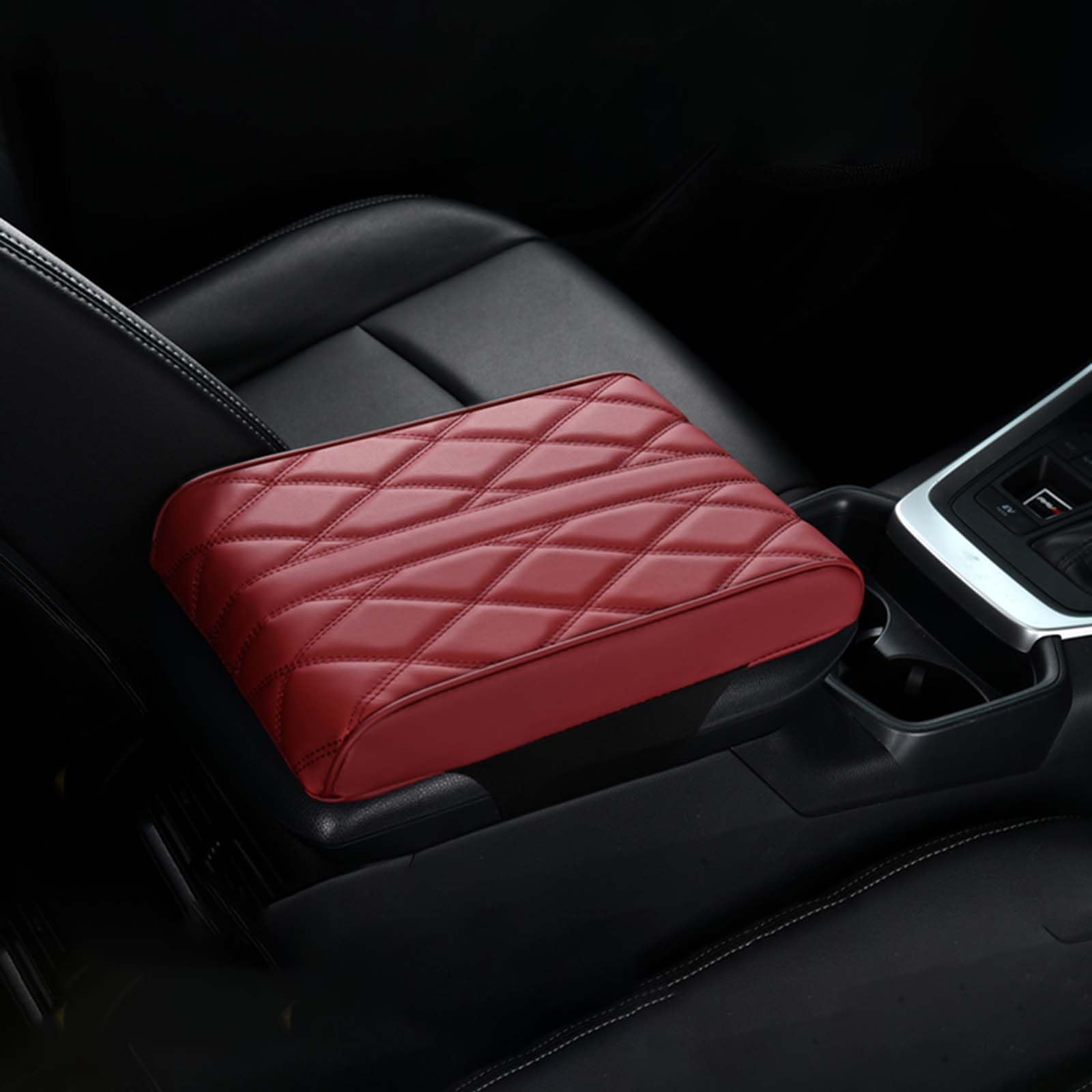ALDLDA Car Center Console Cover for Volvo XC90 2002-2025 P2/SPA,Armrest Box Mat,Car Armrest Box Pad,Center Console Cushion,Leather Car Armrest Box Pad,Scratch Resistant,Comfort Elbow,A-Red