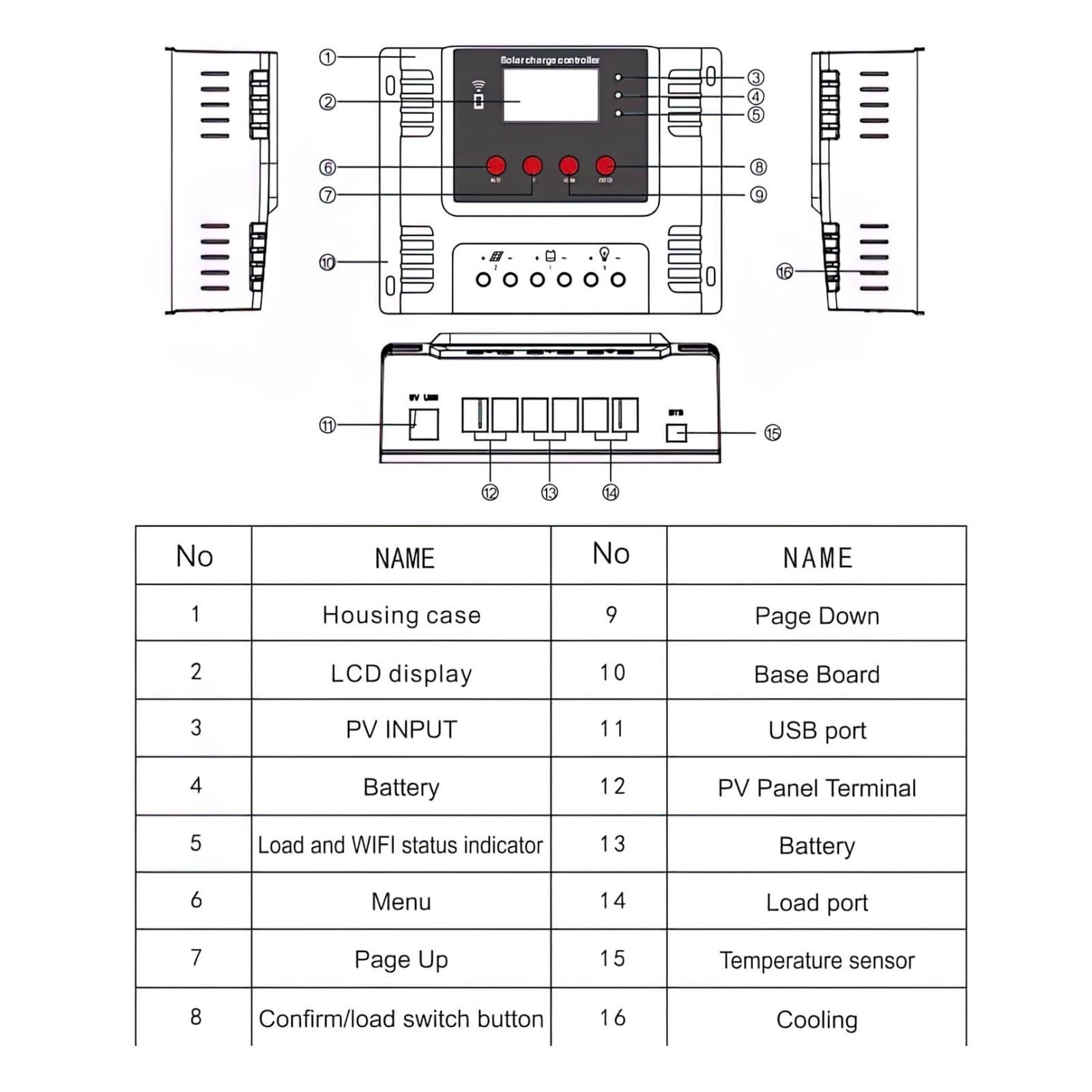 Ładowarka Do Akumulatorów Litowo-ołowiowych Inteligentne WiFi PWM Kontroler Ładowania Słonecznego 12V 24V 48V 60A 30A Monitor PV(30A)