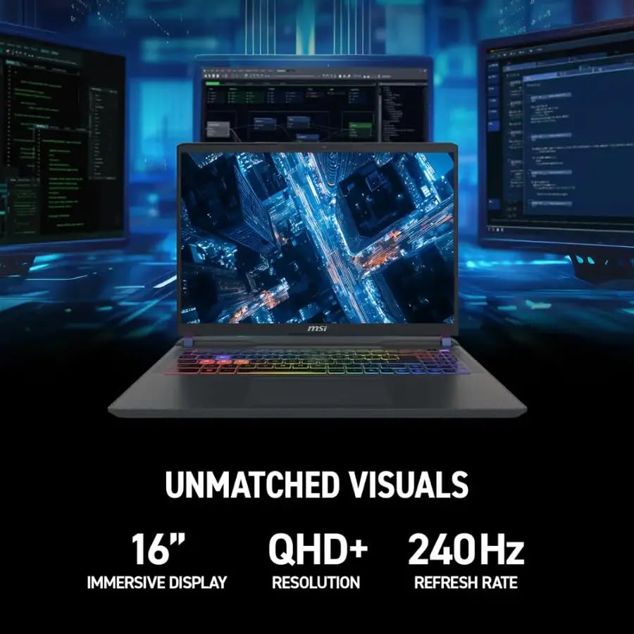 Image of MSI Vector 16 HX AI 400 Gaming Laptop, NVIDIA RTX 5080 16GB GDDR7, 16 inches QHD+ LCD 240Hz, Intel Ultra 9 275HX(Up to 5.4GHz), Thunderbolt 5, 32 GB DDR5, 2 TB SSD, Windows 11 Pro, Accessories