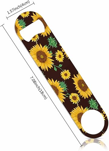 Miniatura 2 de Abrebotellas de acero inoxidable con diseño de girasoles de acuarela, flores y hojas, plantas florales, estilo vintage, abrebotellas de cerveza,