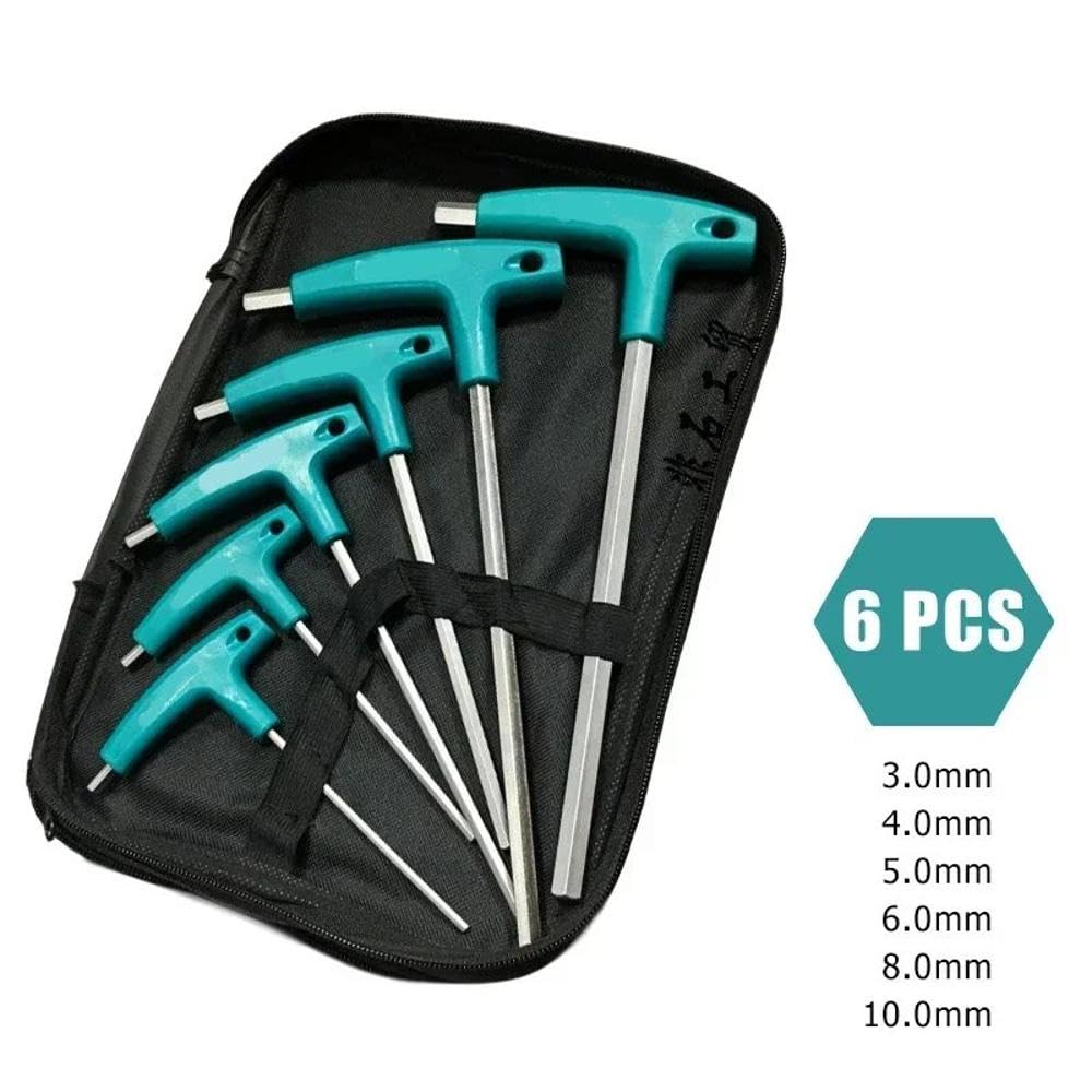 6/9 Piece T-Handle Allen Key Wrench Set con sacchetto di stoccaggio, Hexagon Screwdriver Kit per la riparazione domestica(6Pcs)