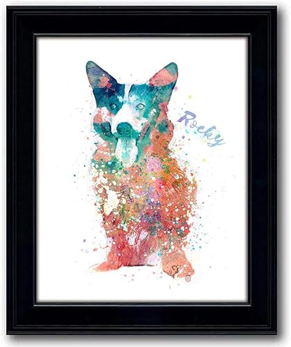 Vista 167 de Regalo personalizado para perros y amantes de los perros. Estilo acuarela. (lienzo enmarcado de 20 x 25 pulgadas, Golden Retriever)