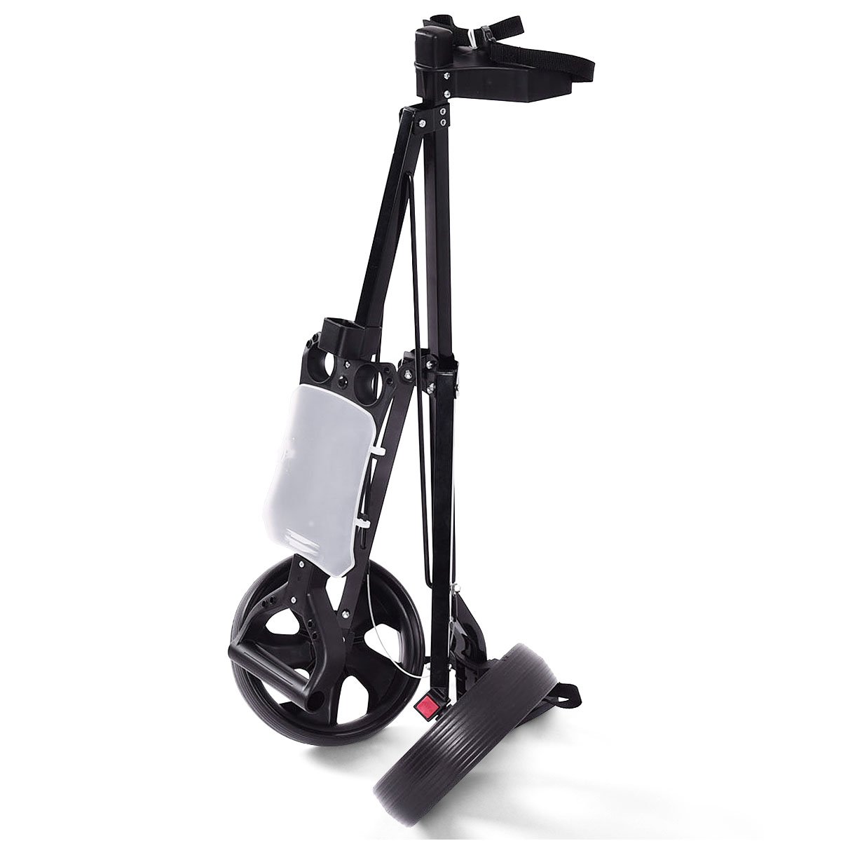 RELAX4LIFE Carrello da Golf Pieghevole, con 2 Ruote Flessibili e Tabellone Segnapunti, Leggero con Struttura Stabile e Maniglia Comoda, Nero, 140 x 63,5 x 113 cm
