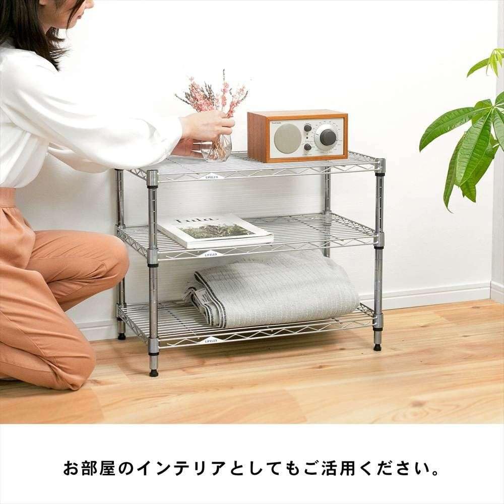 コーナン システムラック3段 幅74cm×奥行34cm×高さ85cm コーナン コーナン システムラック3段 幅74cm×奥行34cm×高さ85cm 三