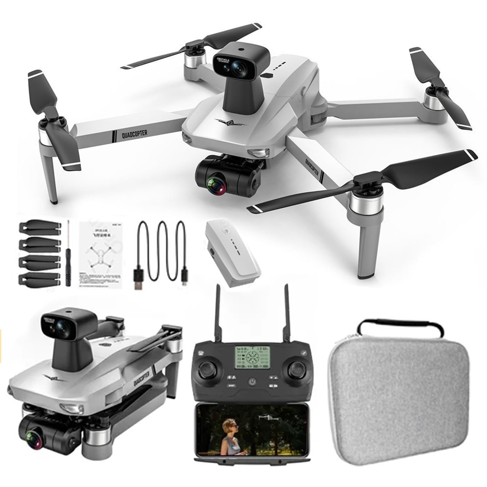 Mini dron z kamerą 4K dla dorosłych - Dron FPV HD 1080P Składany quadkopter RC z silnikiem bezszczotkowym, Automatyczny powrót GPS, Utrzymanie wysokości, Lot po punkcie,1 battery