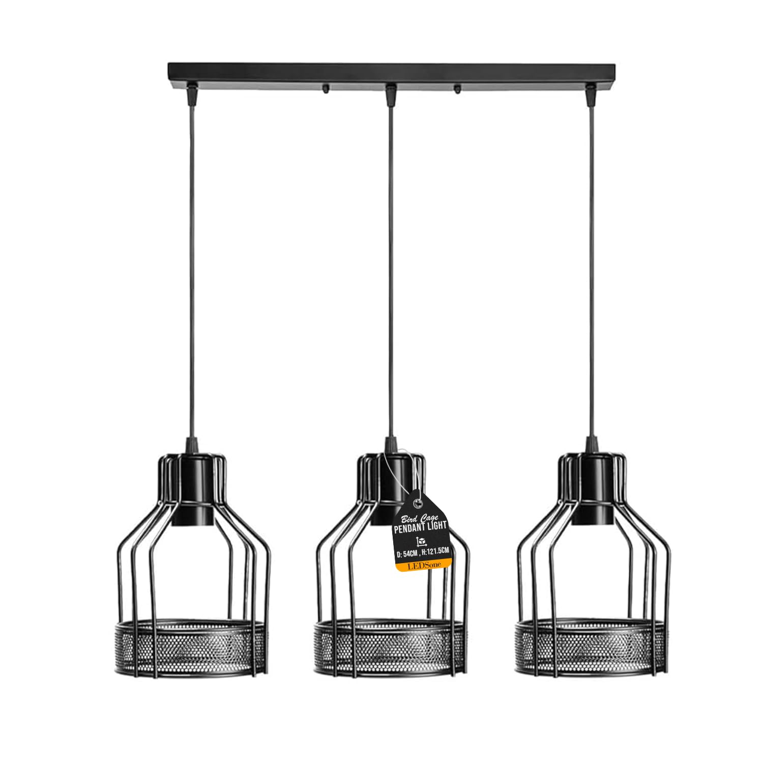 Lustre Suspension Industrielle Vintage Rétro Cage Forme De Globe E27 20cm Noir 38304560