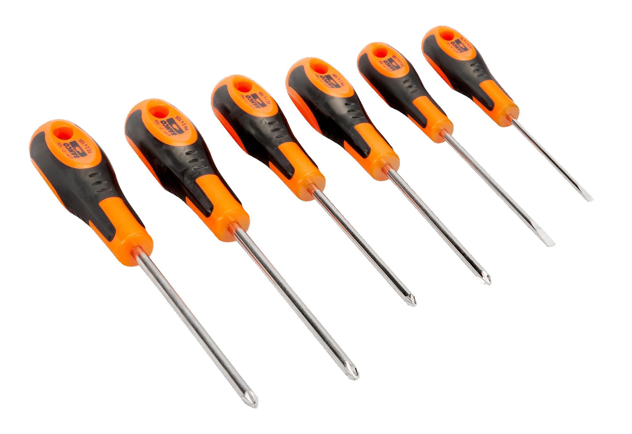 Bahco 605-6 6 Piece Slotted, Phillips & Pozidriv Screwdriver Set with Rubber Grips