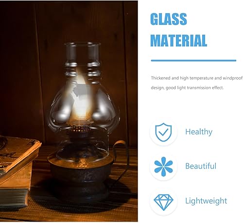 Miniatura 9 de Lámpara de aceite para chimenea, huracán, queroseno, pantalla a prueba de viento, lámpara de queroseno, globos transparentes de repuesto para