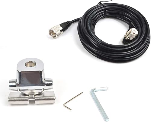 Miniatura 7 de HYS Soporte para antena de radio móvil, clip de base, tapa de tronco, soporte Hatchback con conector SO239 a PL-259, 16.4 pies de cable coaxial RG-58