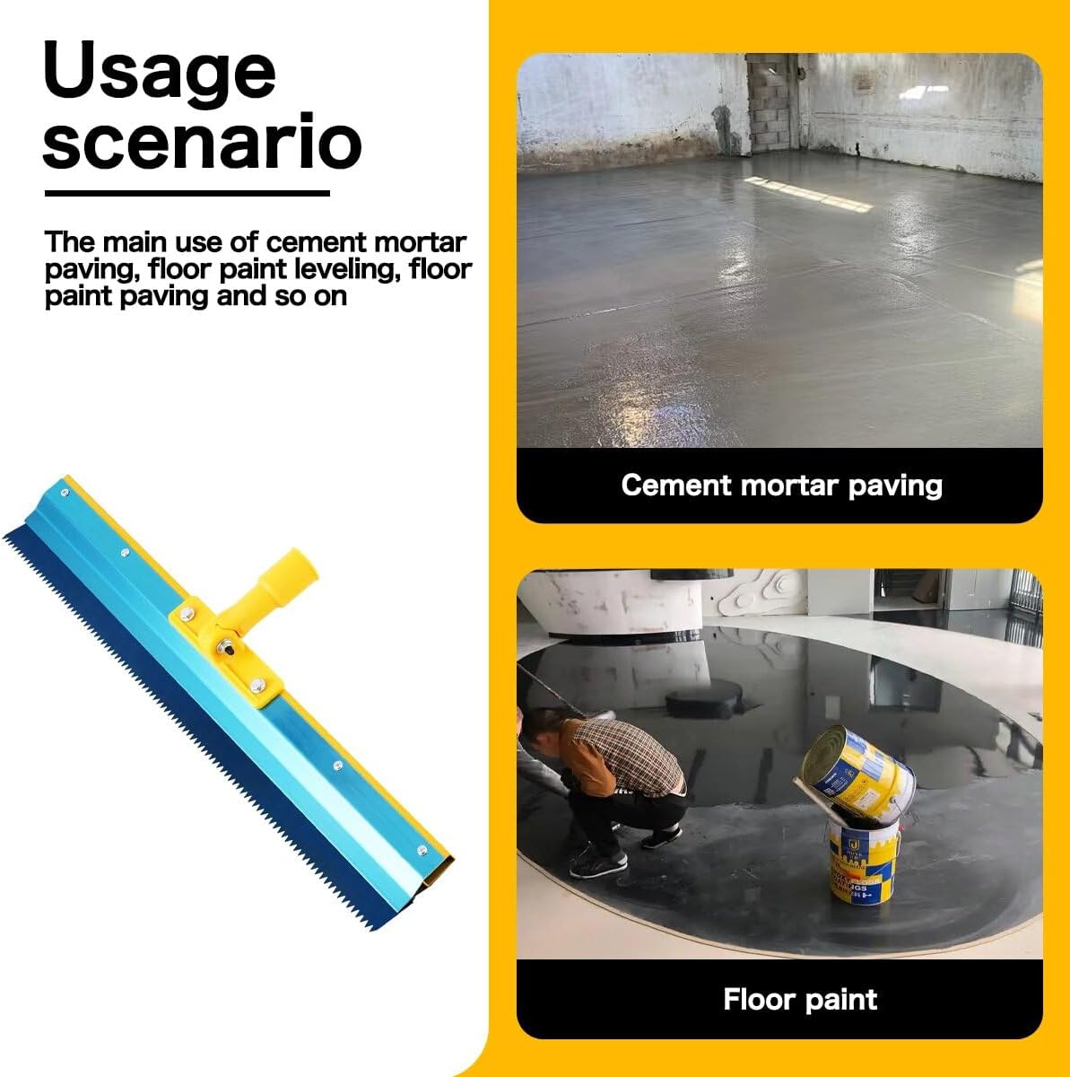 Epoxy Notched Serrated Squeegees, Cement Floor Construction Tools with 3 Racks for Self Leveling