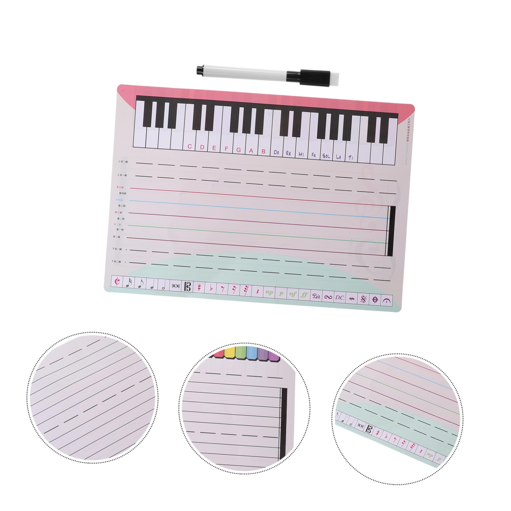VILLCASE Dry Erase Board for Music White Board Staff for Piano Teaching Supplies