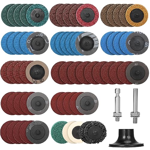 SI FANG 66PCS Sanding Disc 2 Inch Mixed Kit Roll Lock Quick Change Sander Pads 1pcs Hex/Round 1/4
