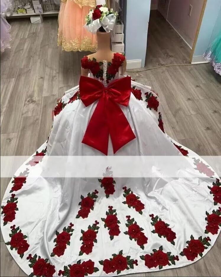 Floral Flowers Embroidered Appliques Girls Quinceanera Dresses Mint Charro Pageant Dress Teens 20252