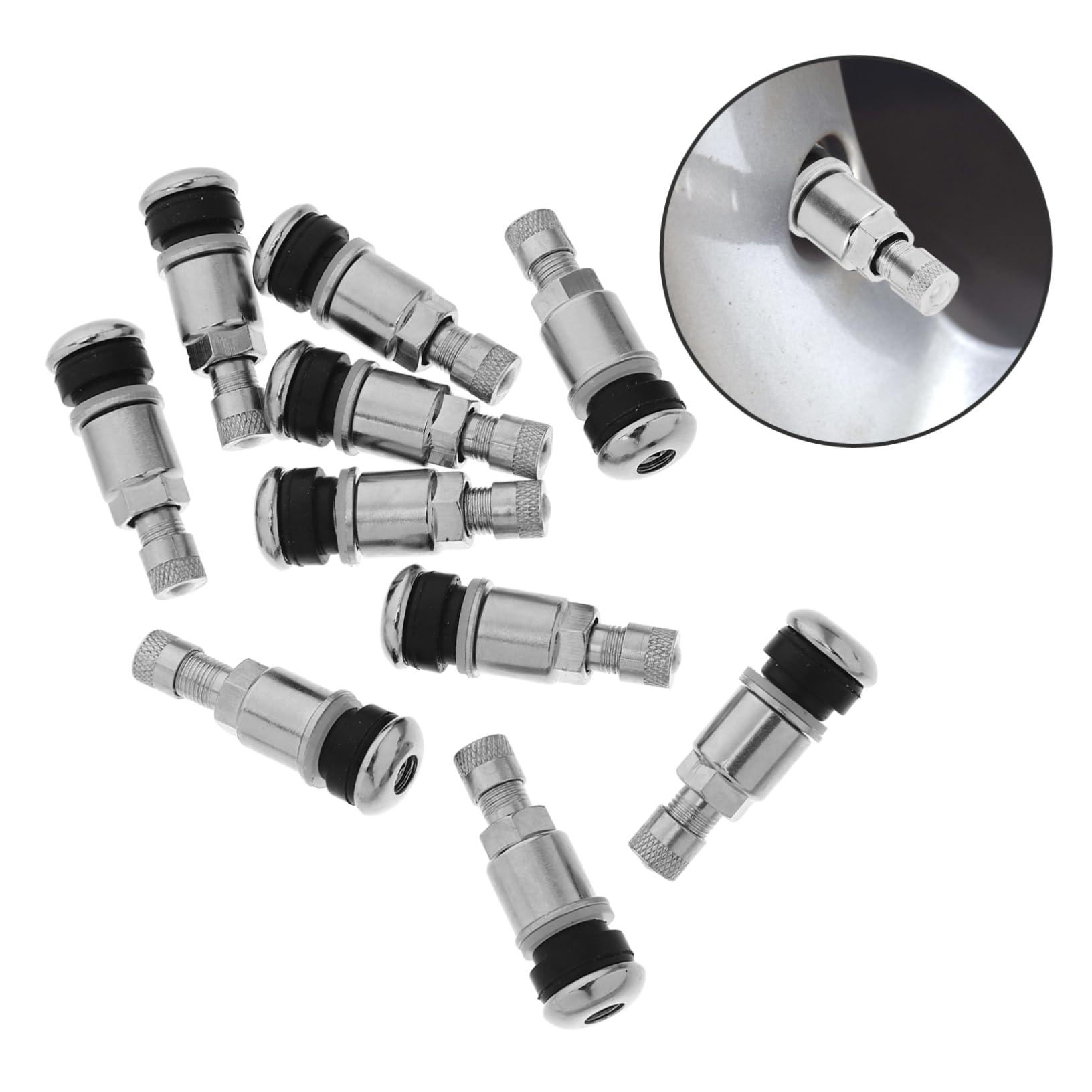 Mikinona Valvole per Pneumatici Cappuccio a Strisce Argento in Acciaio 45 10 Pezzi Resistenti e Efficienti per Camion e Rimorchio