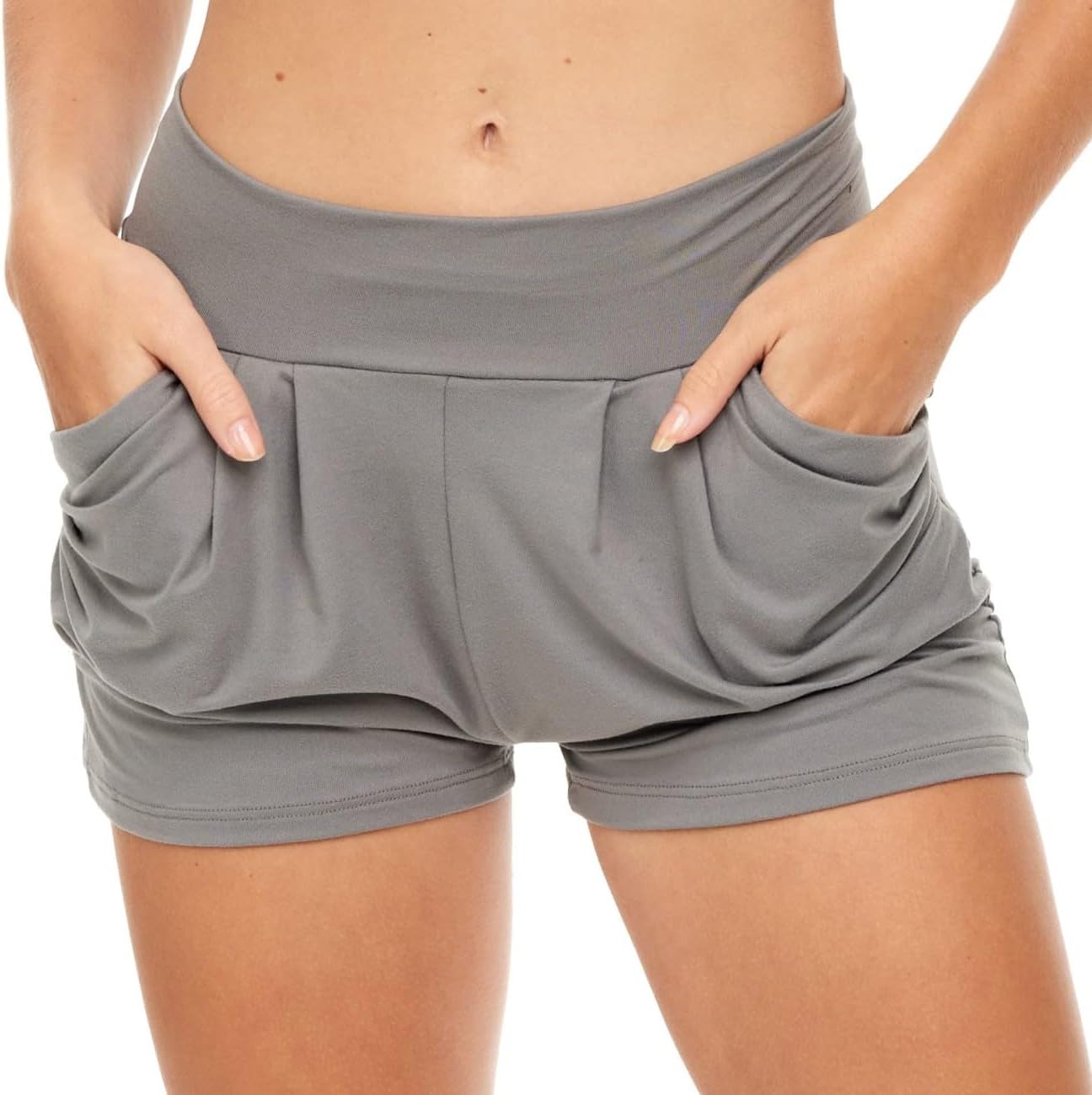 Sexy Basics Womens 6 Pack Ultra Soft High Waisted Harem Shorts with Pockets - Image 2