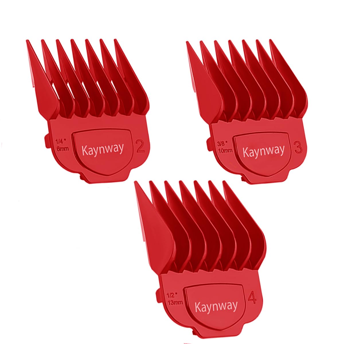 Kaynway for Andis Clipper Guards, Professional Clipper Guard Comb Guides with Magetic Clip for Andis Master Hair Clippers - Size #2,3&4 -Length 1/4”, 3/8”,1/2”(3Pack Red)