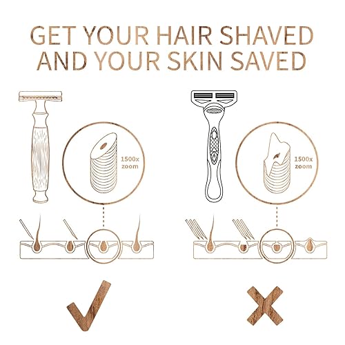 Miniatura 70 de Bambaw - Maquinilla de afeitar de seguridad de doble filo con 5 cuchillas de seguridad, maquinilla de una sola hoja con soporte, para hombres