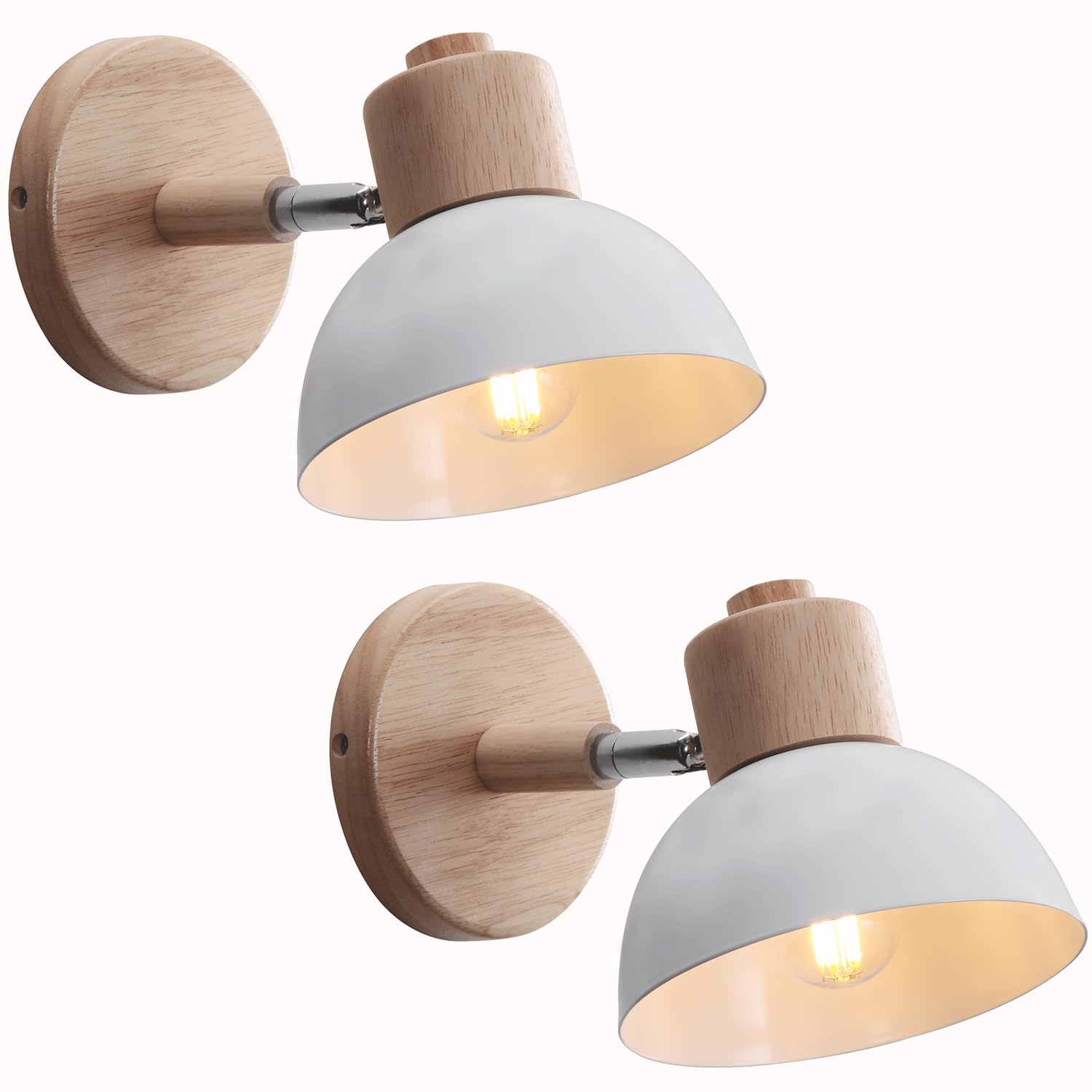 WOTTES 2 Stück Wandlampe Retro Holz E27 Wandbeleuchtung Vintage Innen Wandleuchte Moderne Wandlicht Wandstrahler Industrial Wall Lamp für Wohnzimmer Korridor Treppen Schlafzimmer