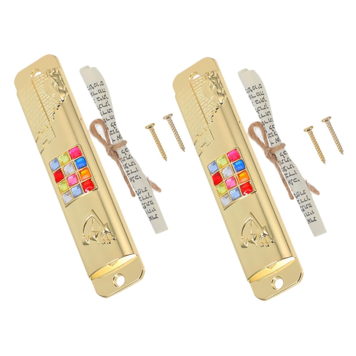 STOBAZA 2sets Metal Mezuzah with Authentic Scroll of Beautifully Designed Jewish Door Decor for Home Blessing and Spiritual Construction