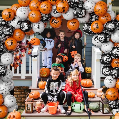 Oumuamua 60PCS BLACK AND ORANGE PRINTED BALLOONS Halloween Party Balloon Decorations thumb #5