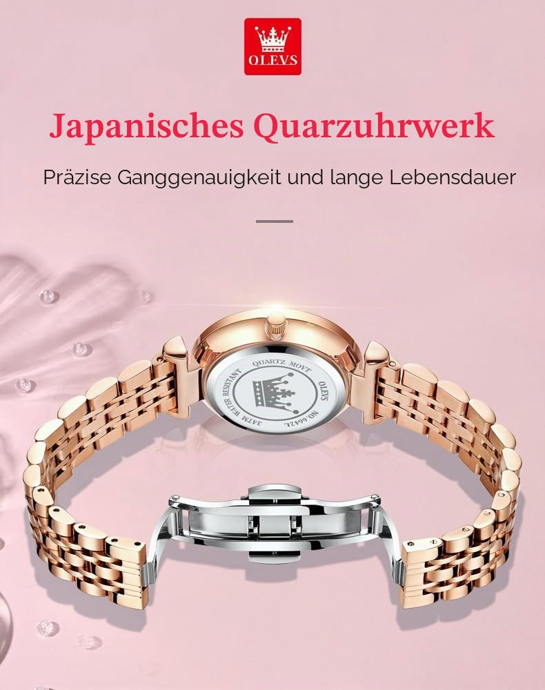 OLEVS Uhren Das neue fließende Sanduhr-Zifferblatt Set Geschenke für Damen, Uhr Halsketten Set Armbänder 3-teilig für